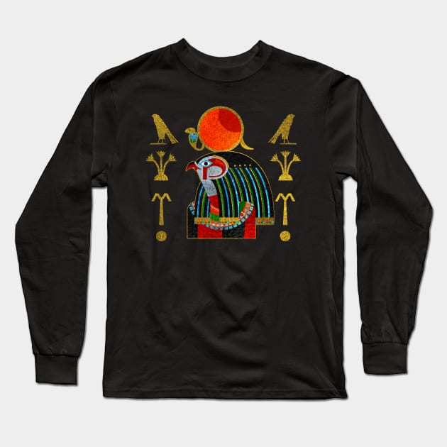 Colorful Egyptian Horus Long Sleeve T-Shirt by Nartissima